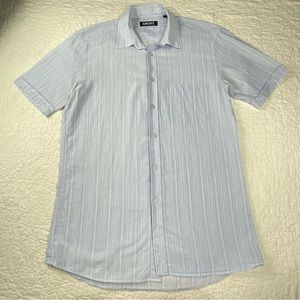 💖5/$25 DKNY Dona Karan New York Mens Button Up Shirt Striped Blue Size M